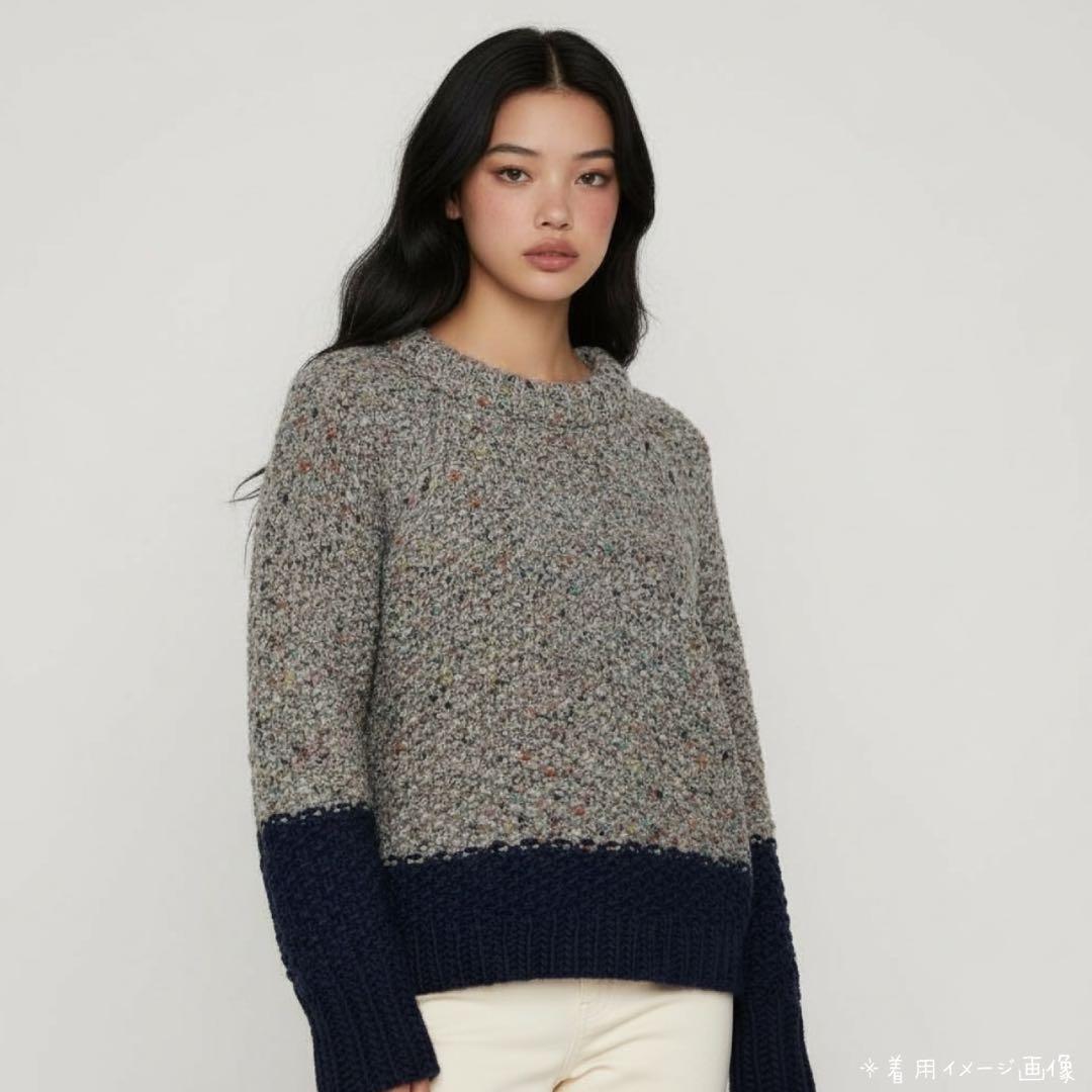 イリアンローブ 多色ネップ ニット プルオーバー 厚手セーター 極太糸 バルキー