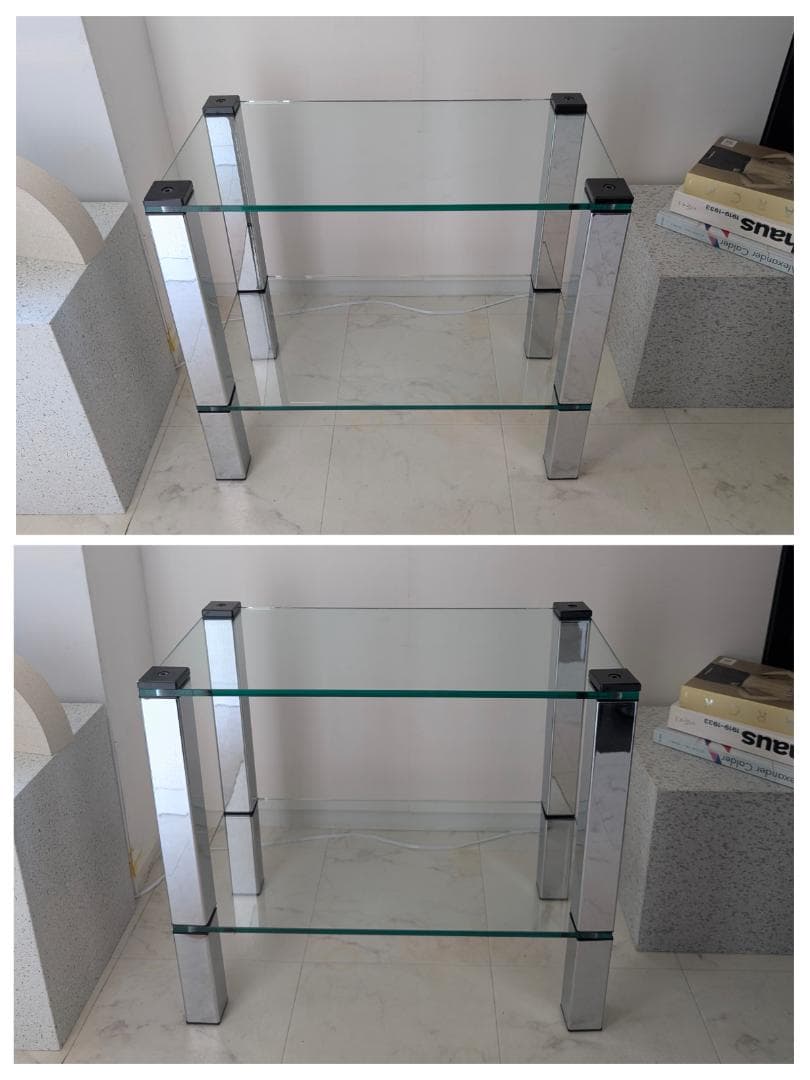 90s ヴィンテージ ガラス シェルフ スタイリッシュ モダン