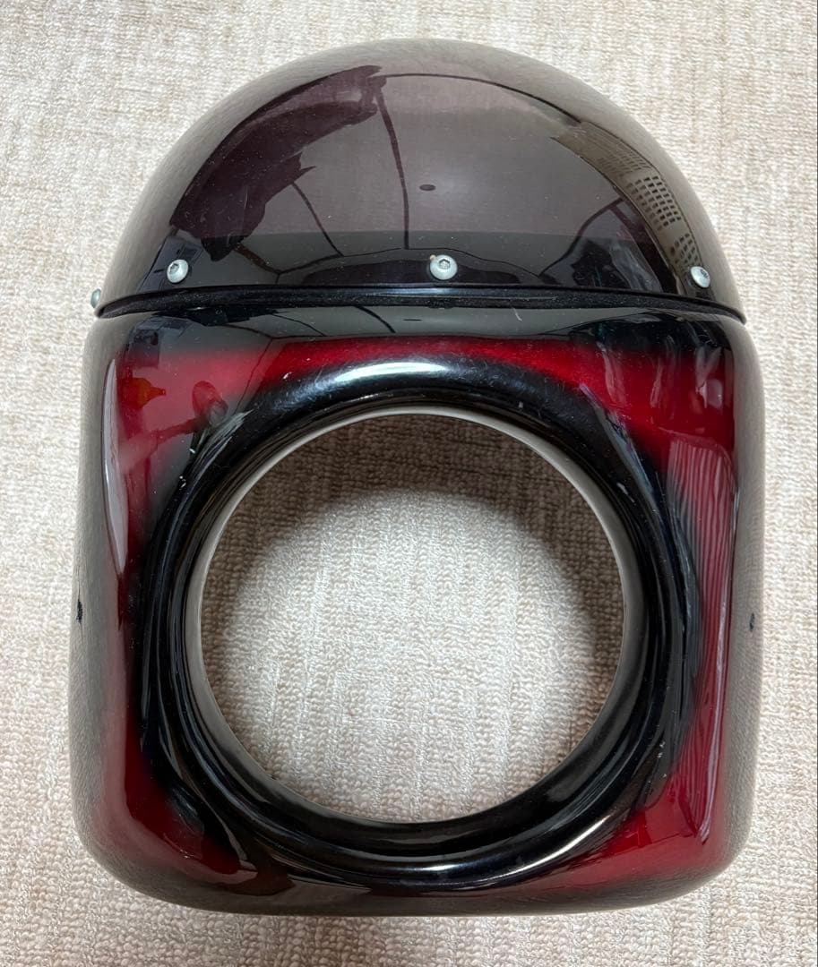 SR400 フルフェイスカウル 黒赤グラデーション スモークシールド