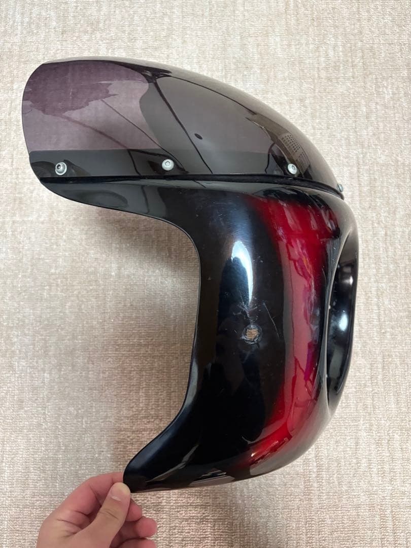 SR400 フルフェイスカウル 黒赤グラデーション スモークシールド