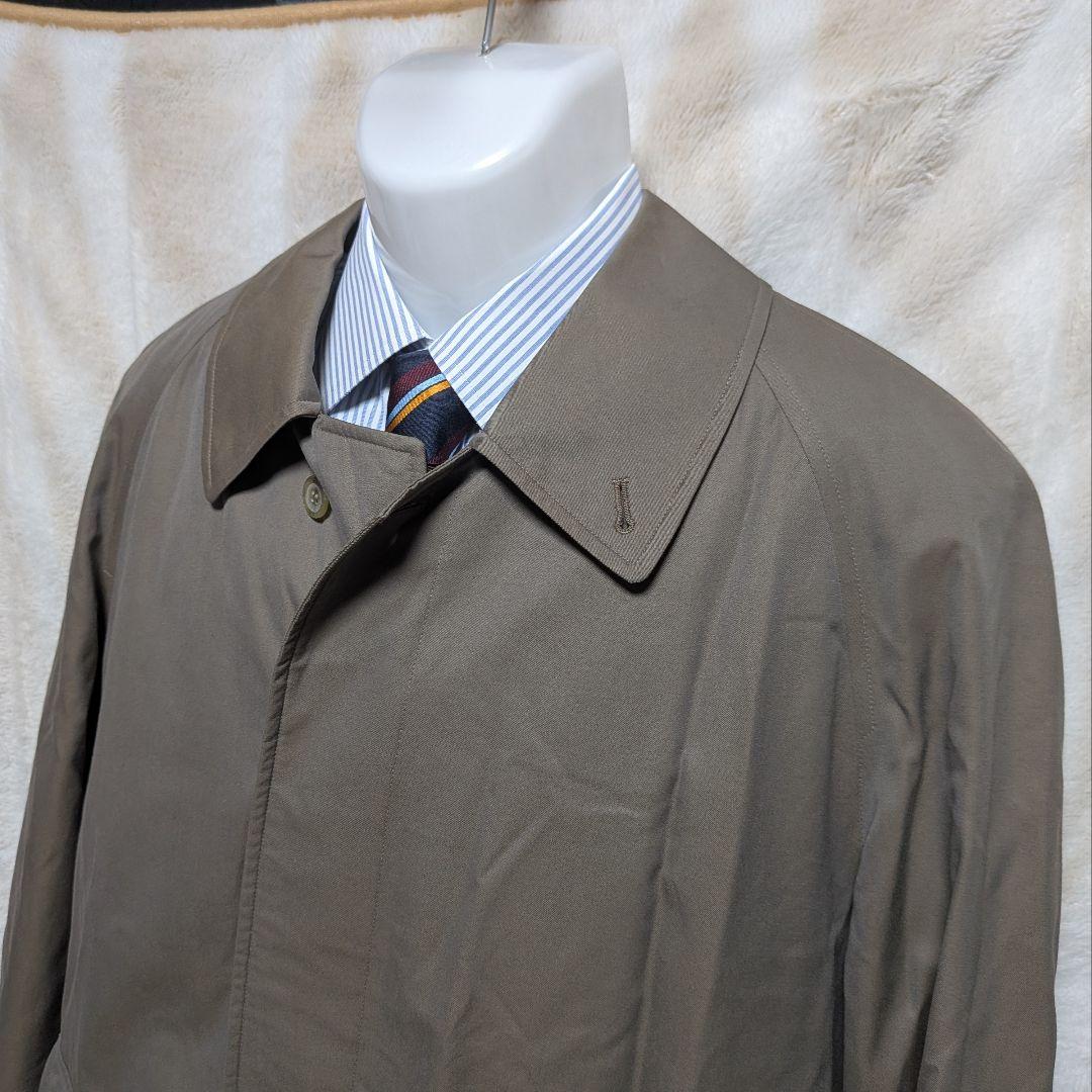 美品★BURBERRY ステンカラーコート 濃ベージュ チェック柄 メンズL