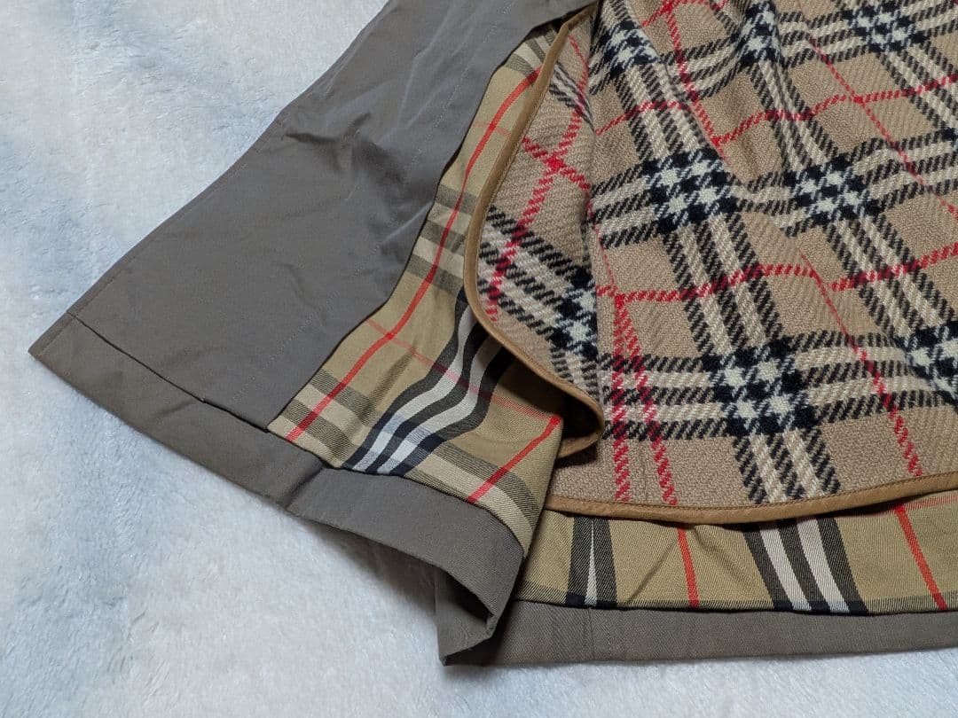 美品★BURBERRY ステンカラーコート 濃ベージュ チェック柄 メンズL