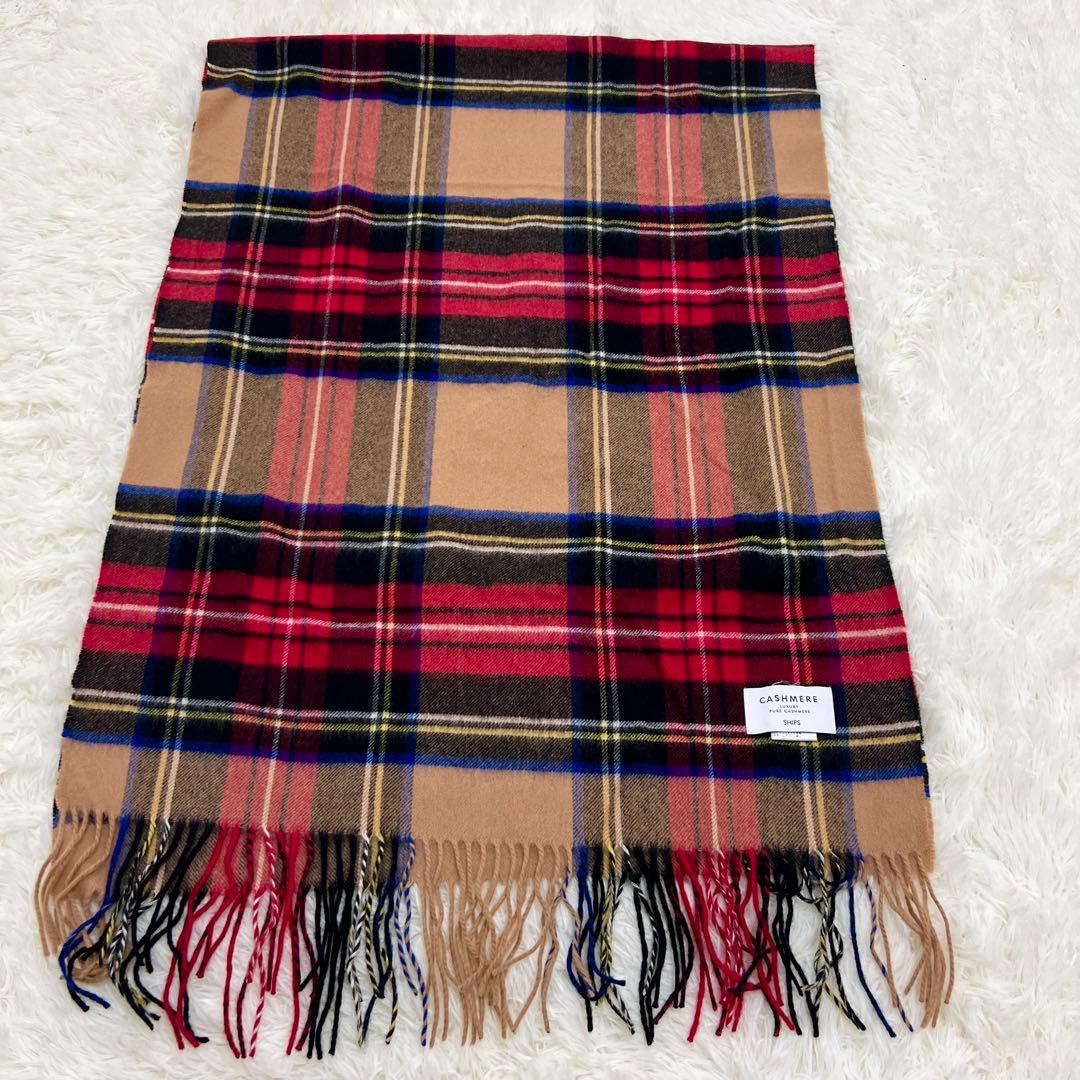 SHIPS カシミヤ 100% タータンチェック マフラー　ストール