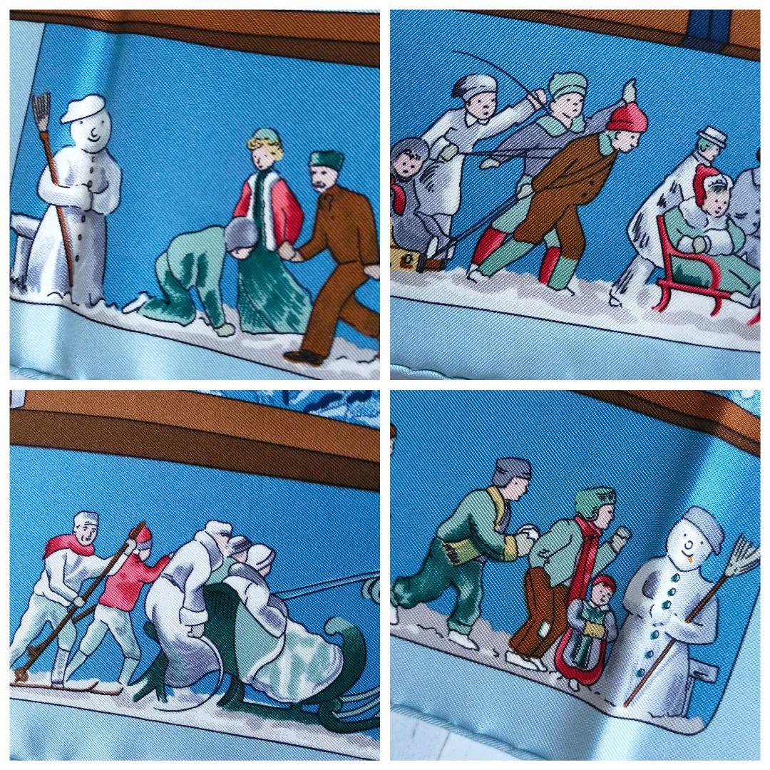 HERMES エルメス カレ90 スカーフ　去年の雪　 ライトブルー