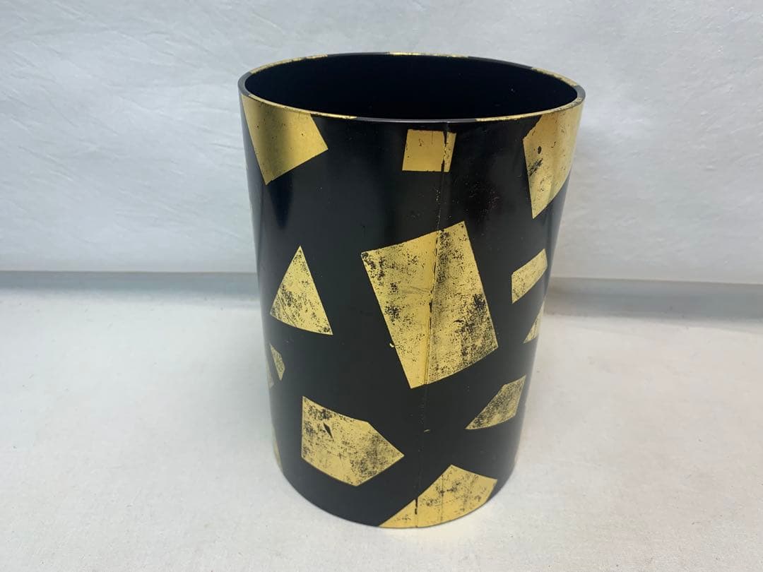 美品 茶道具 木製 葉蓋水指 玄々斎好写 箔散らし 曲物