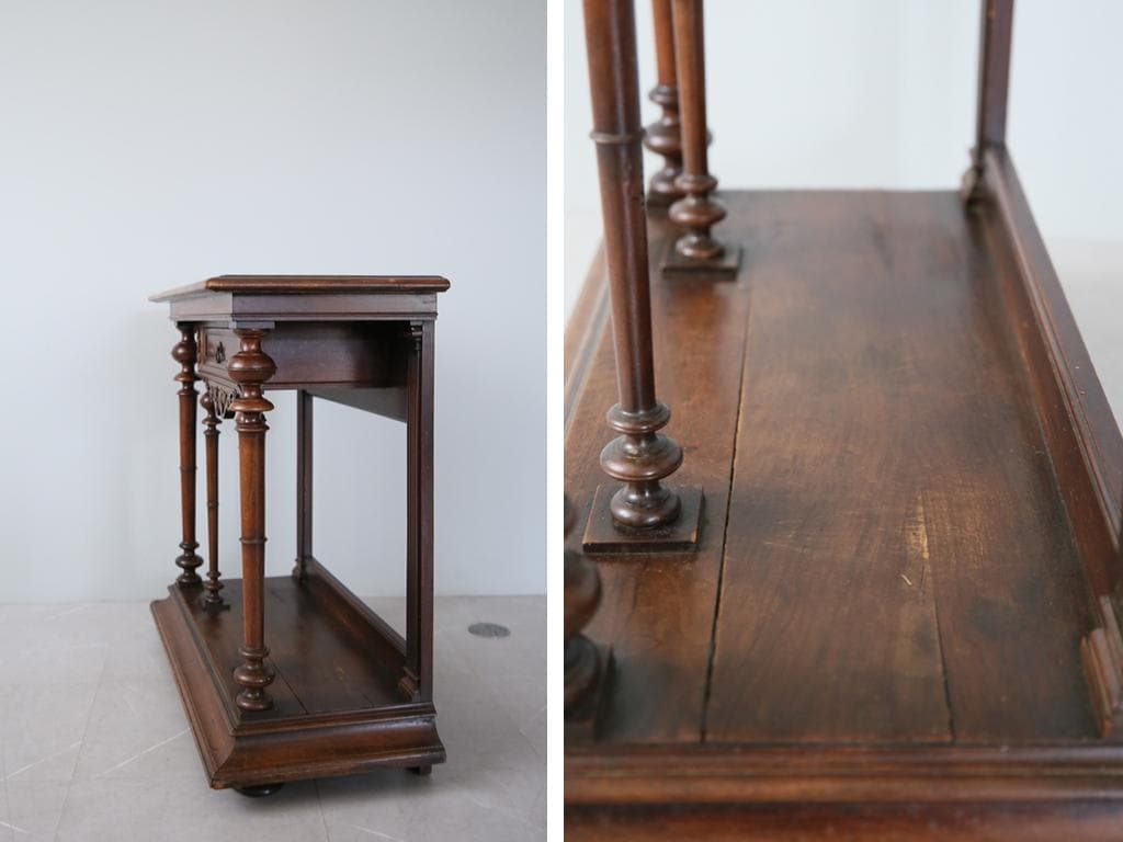 フランスアンティーク木製ホールテーブル机/花台/カウンターデスク飾り棚(90-8