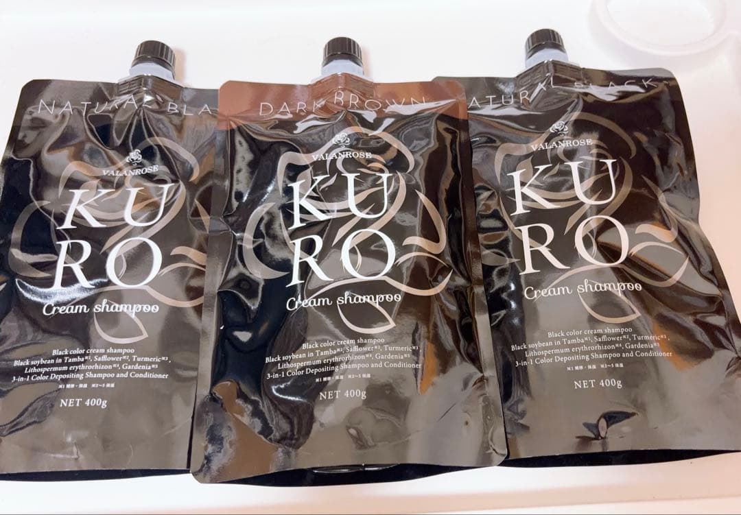 KUROクリームシャンプー ダークブラウン1個、ナチュラルブラック2個