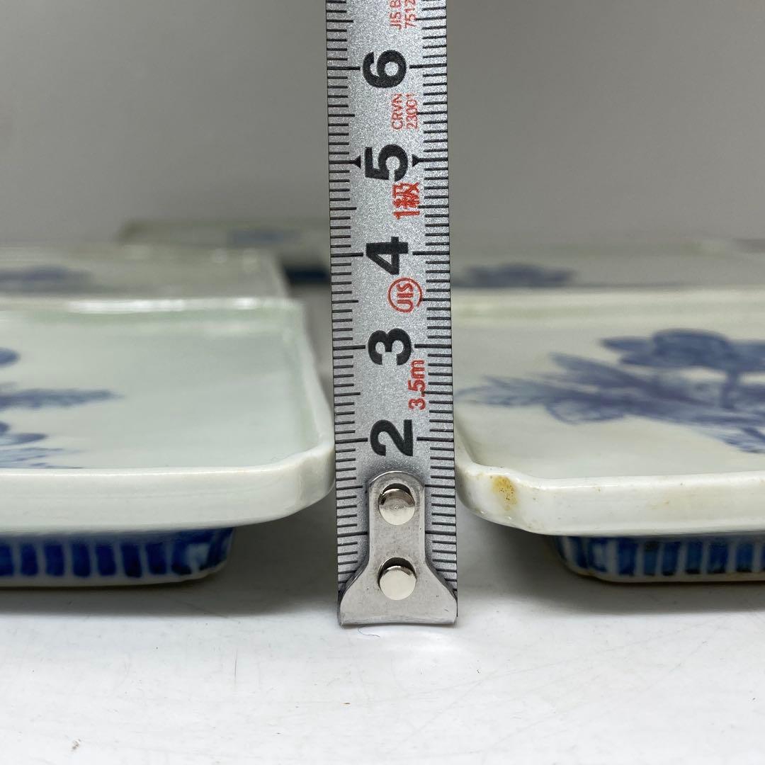 鍋島焼 花柄 角皿 5枚 14×14cm 東キ7-0824☆2F トコヒ