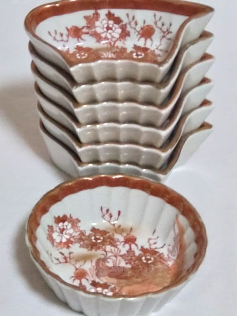 九谷焼　金彩赤絵九谷　板山造　組物鉢