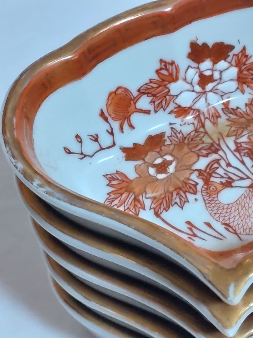 九谷焼　金彩赤絵九谷　板山造　組物鉢