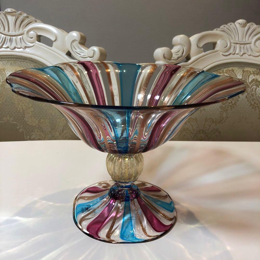 ヴェネツィアガラス　ベネチアンガラス　ガラス　フルーツスタンド