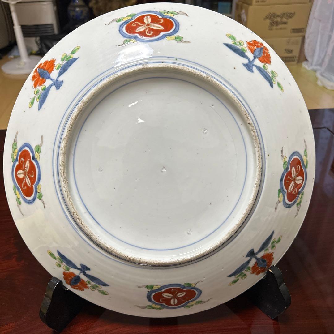 骨董品　古伊万里　有田焼　明治時代　錦手金彩色絵　飾り皿　大皿