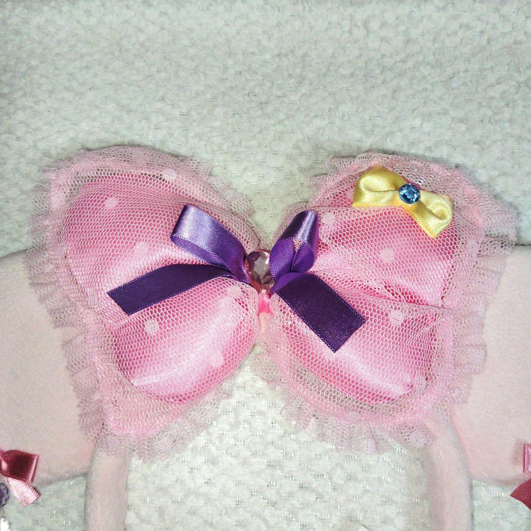 ディズニー　ミニー　イヤリング　ピンク　リボン　フリル　カチューシャ　 ミニパル