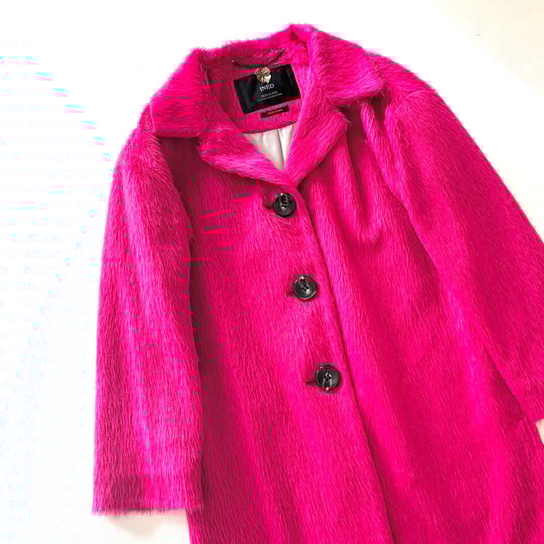 イネド INED アルパカ シャギー チェスター コート