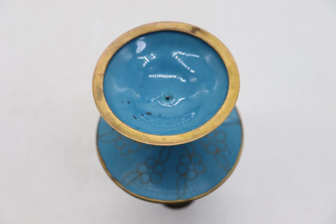 中国　七宝焼　燭台　送料込み251015