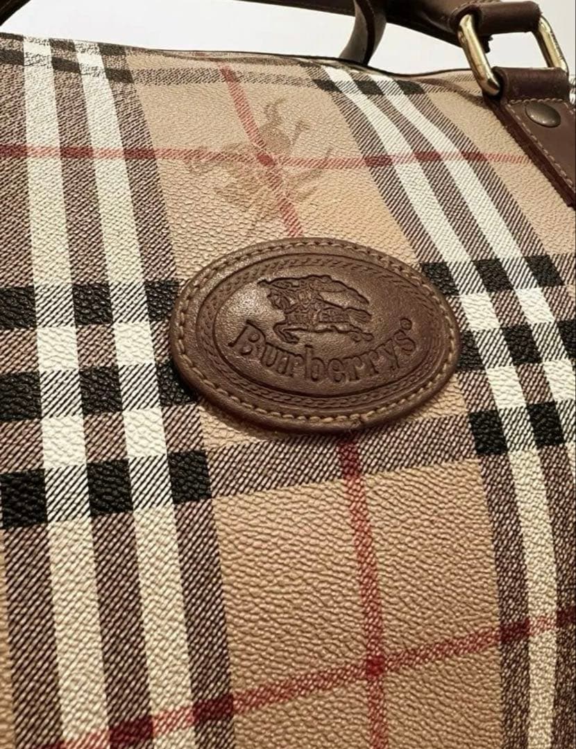 【大容量】Burberrys ・ノバチェック レザー ボストンバッグ PVC