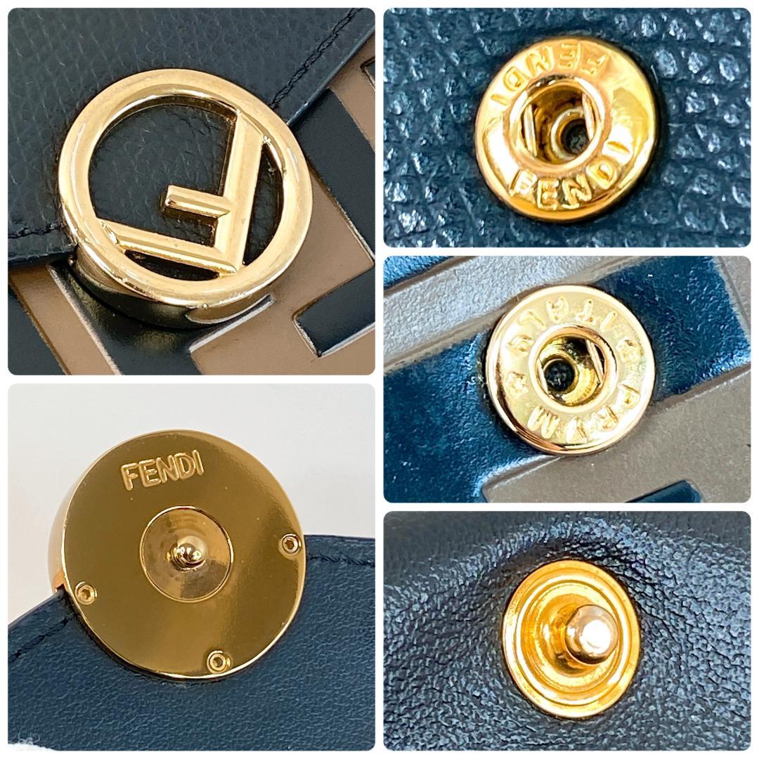 フェンディ コンパクト財布 三つ折り財布 エフイズ ロゴ バイカラー ブラック