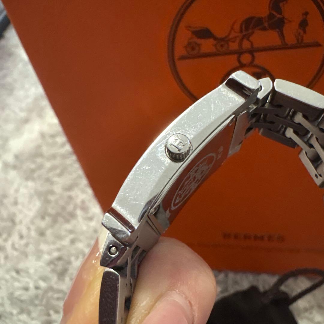 HERMES アナログクォーツ腕時計 シルバー/ブラウン