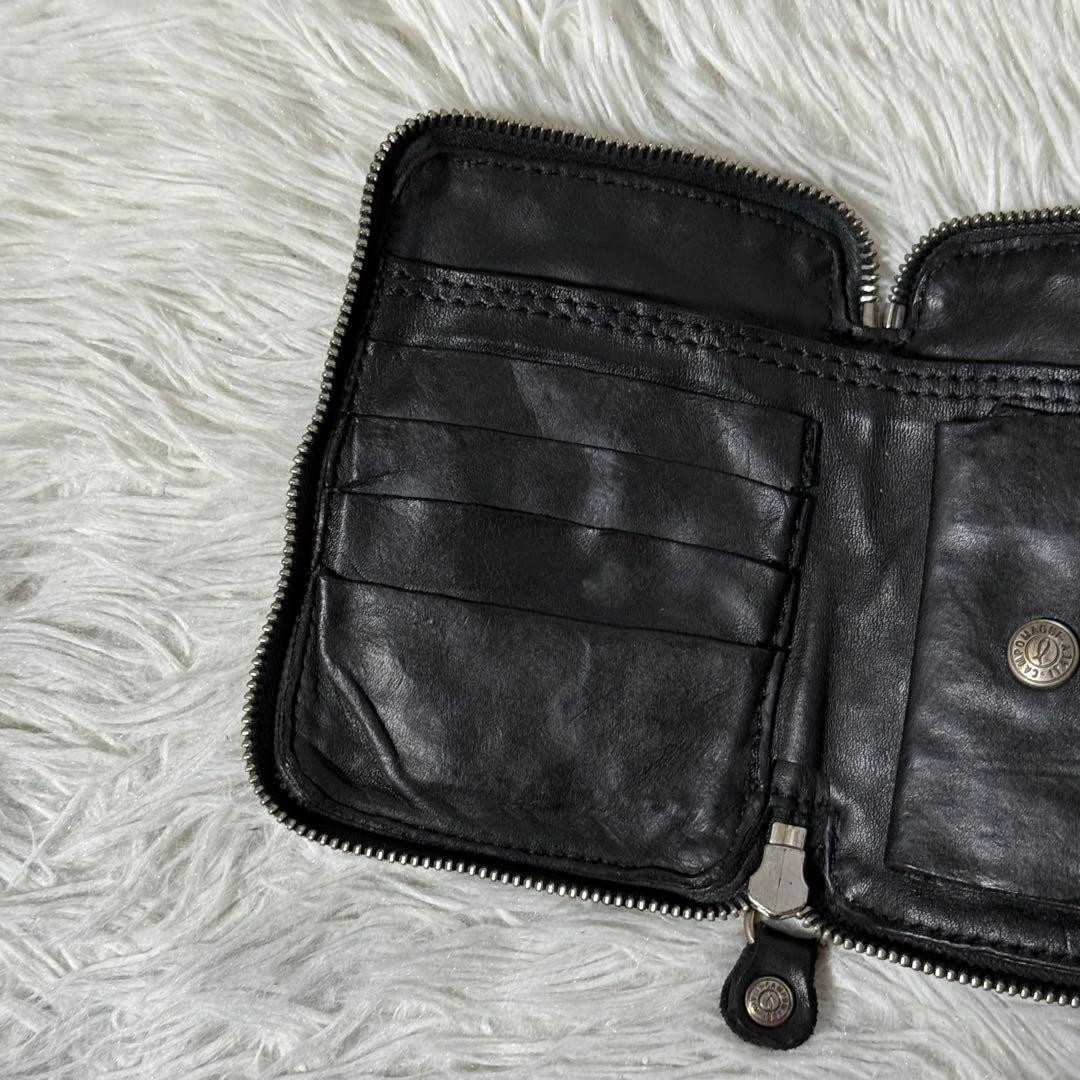 ⭐️未使用級⭐️　CAMPOMAGGI スタッズミニウォレット　ブラック　レザー