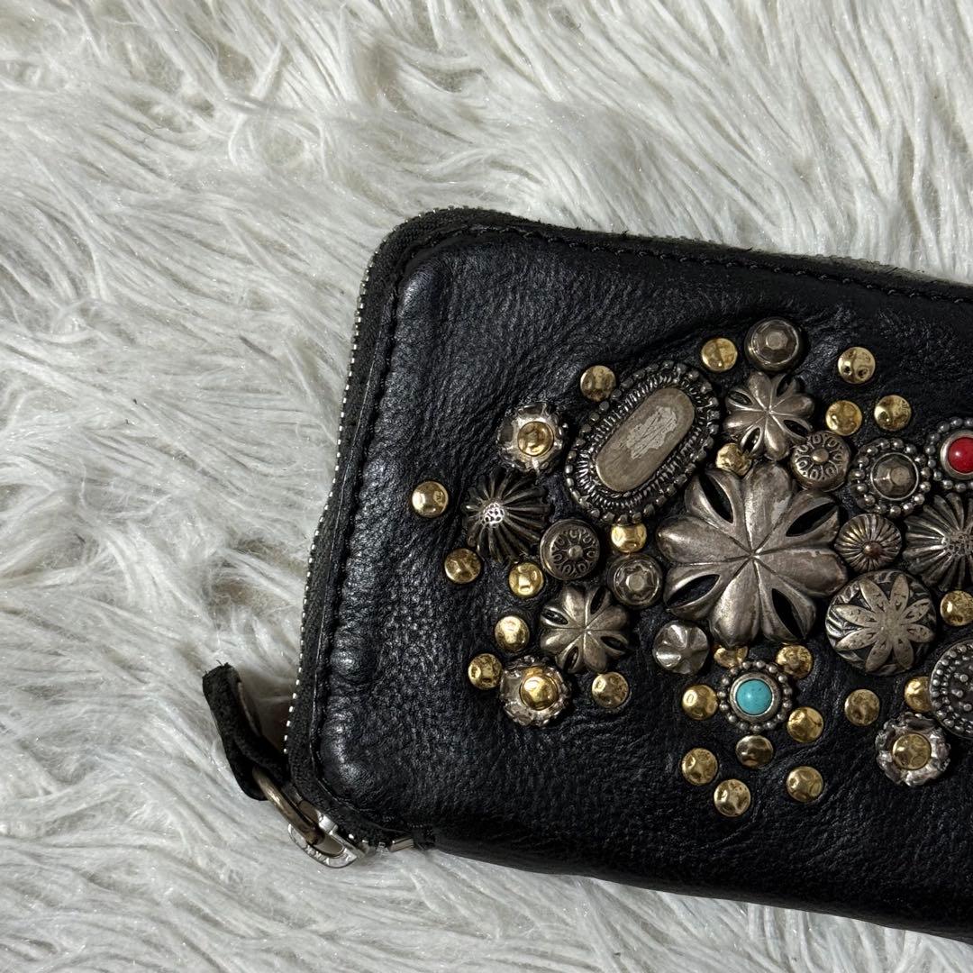 ⭐️未使用級⭐️　CAMPOMAGGI スタッズミニウォレット　ブラック　レザー