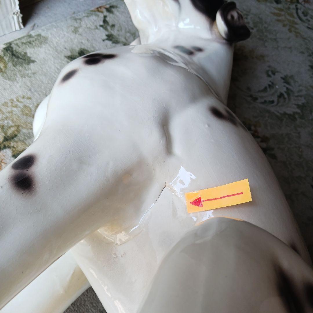 Joechan　陶器犬　ダルメシアン　難有　オブジェ　置物　ホワイト　白色