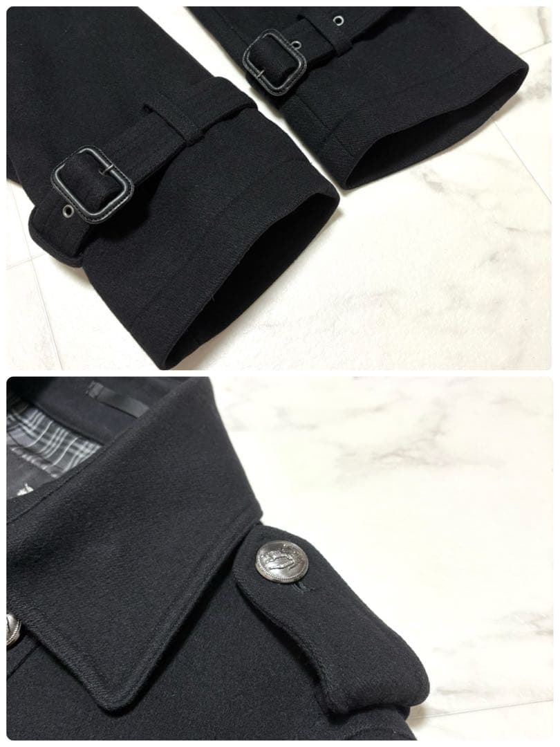 【極美品】バーバリー ブラックレーベル ナポレオンコート 銀ボタン カシミヤ