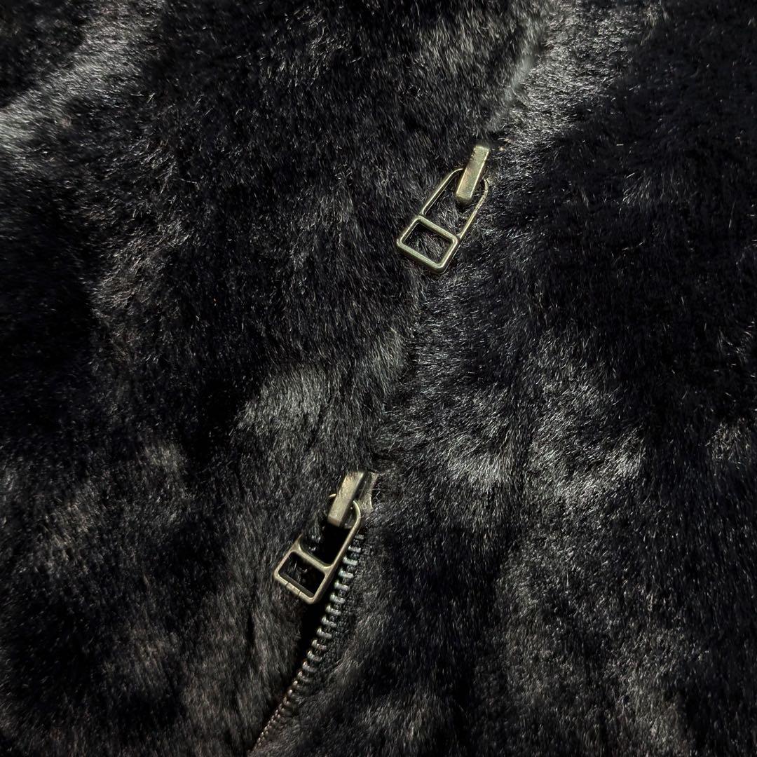 AVIREX エコファー ジップアップブルゾン ブラック L ユニセックス