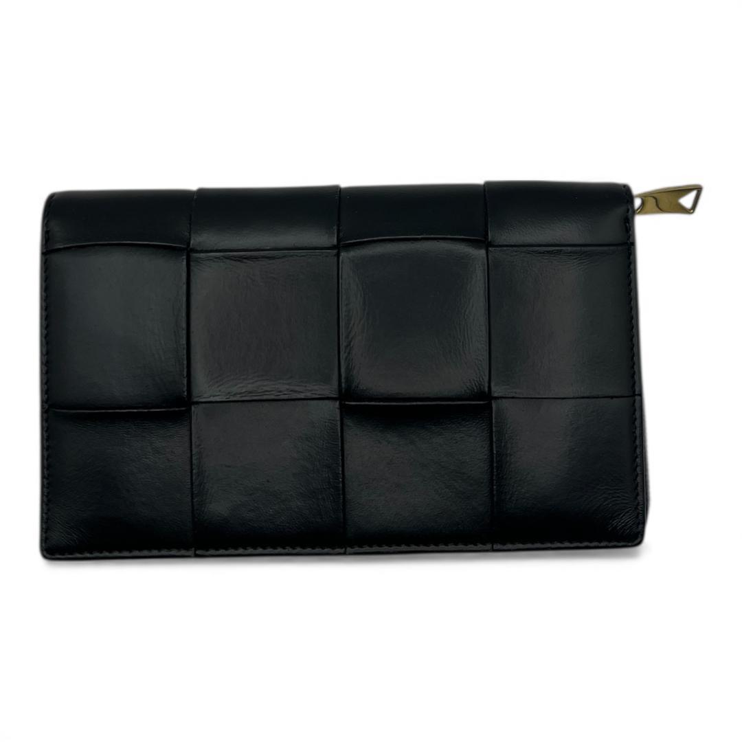ポッキー　BOTTEGA VENETA カセット 黒 長財布 ★RFID付