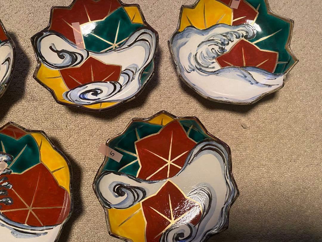 乾山写呉須入り竜田川文向付10客清水焼　京器　懐石向付