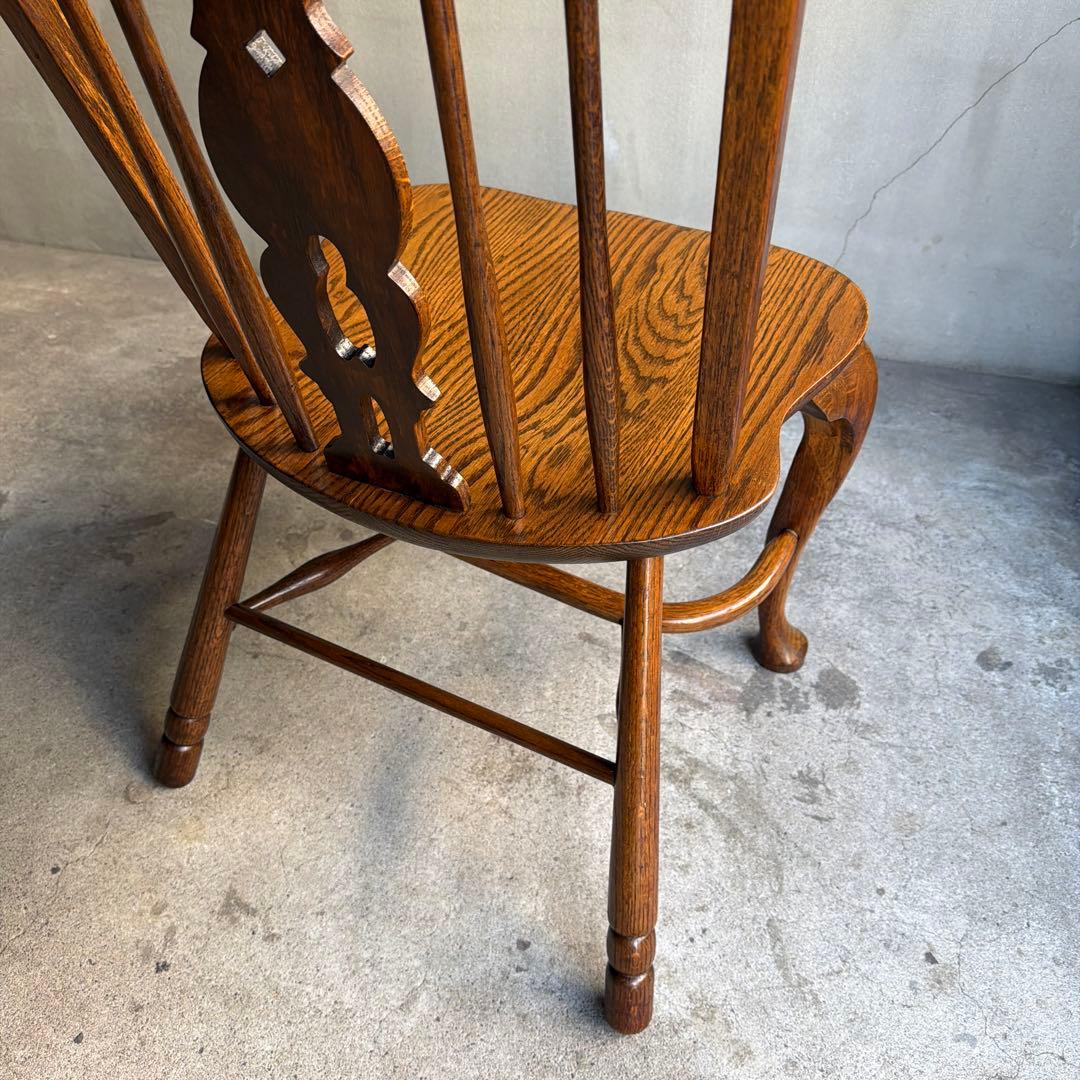 オールドヴィンテージ　オークウィンザーチェア　カントリー　猫脚