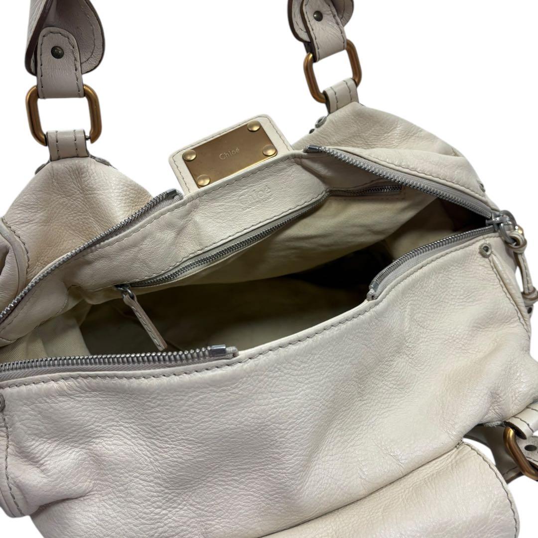 Chole クロエ パディントン ボストンバッグ　ハンドバッグ ホワイト 南京錠