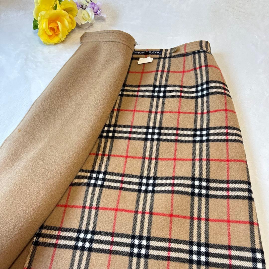 美品✨バーバリー　ラップ(巻き)スカート　リバーシブル　ノバチェック　ミモレ丈