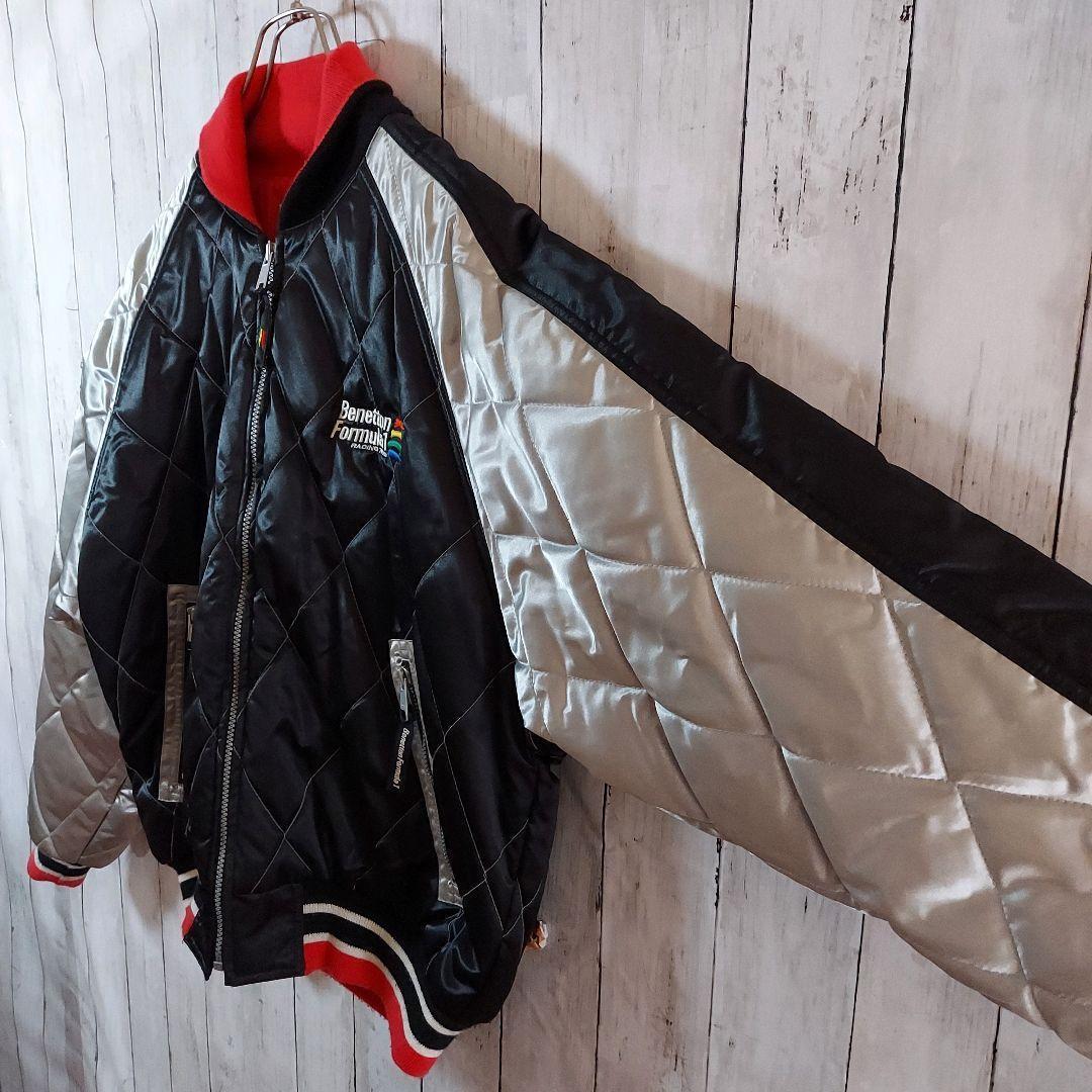 【BENETTON】希少 ベネトンフォーミュラ1 レーシングジャケット L 黒銀