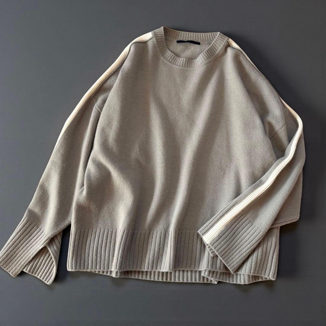 美品✨24AW【AP STUDIO 】カシミヤ混　ライン　ニット　プルオーバー