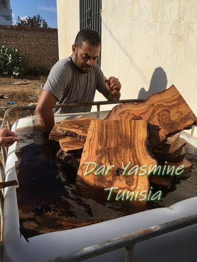 オリーブの木　カッティングボード　穴あきフリー　1点を見つめて　約43.5cm