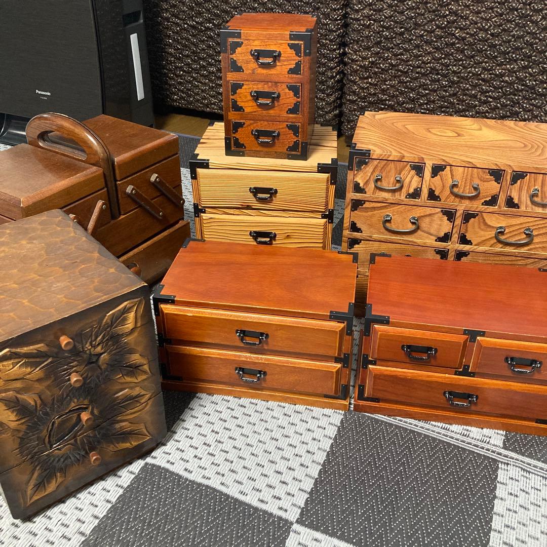 小箪笥　裁縫箱　小物入れ　レトロ　アンティーク　和風　計7個セット