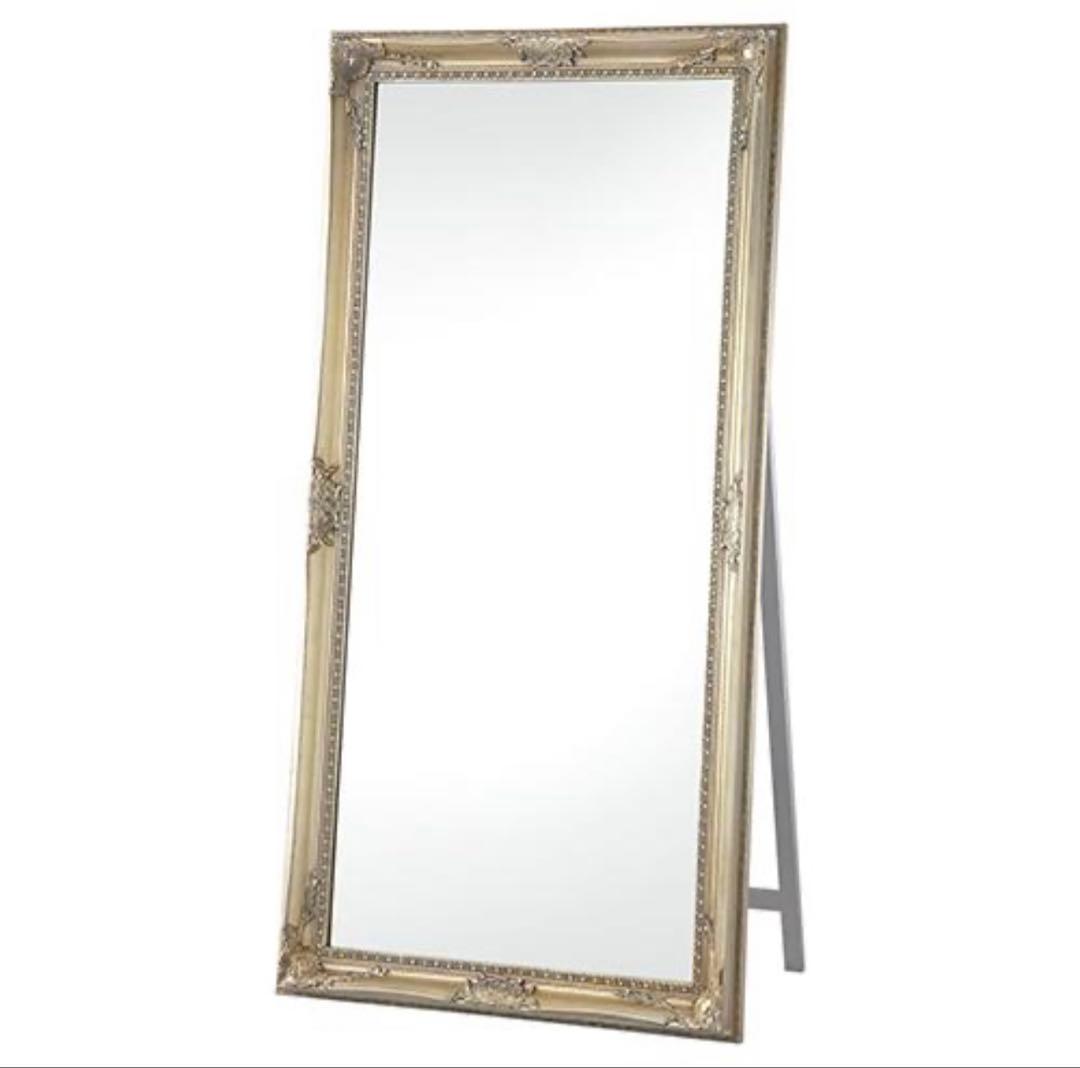 アンティーク調スタンドミラー シャンパンゴールド 180×90cm