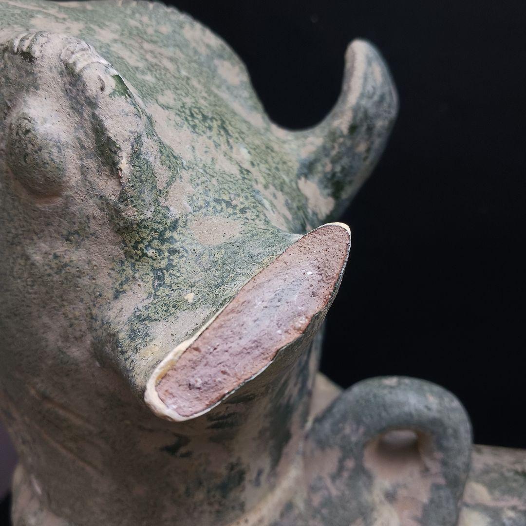 Y2952-1 中国 漢代 緑釉犬 置物 高さ34㎝