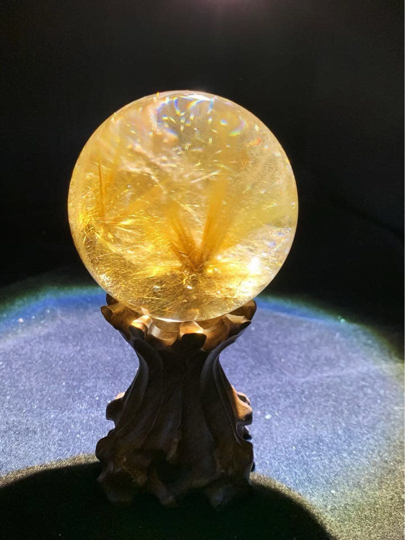 ⭐︎【極上品】ゴールド ルチル クオーツ 置物 65.5mm