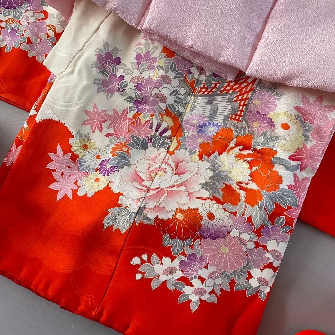 七五三　３歳　正絹　お着物セット　被布コーデ