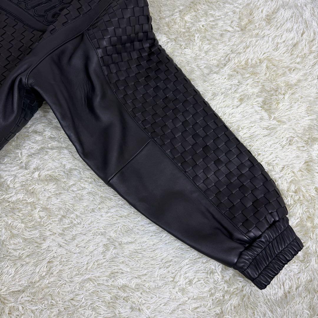 【L】 Supreme woven leather varsity jacket