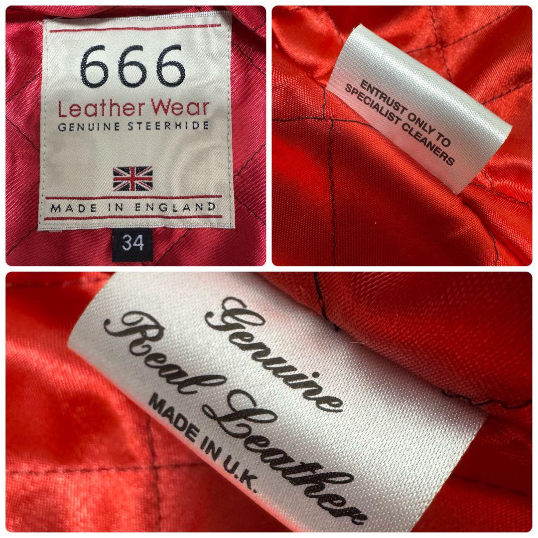 美品✨666 レザーダブルライダースジャケット ステアハイド ブラック 本革34