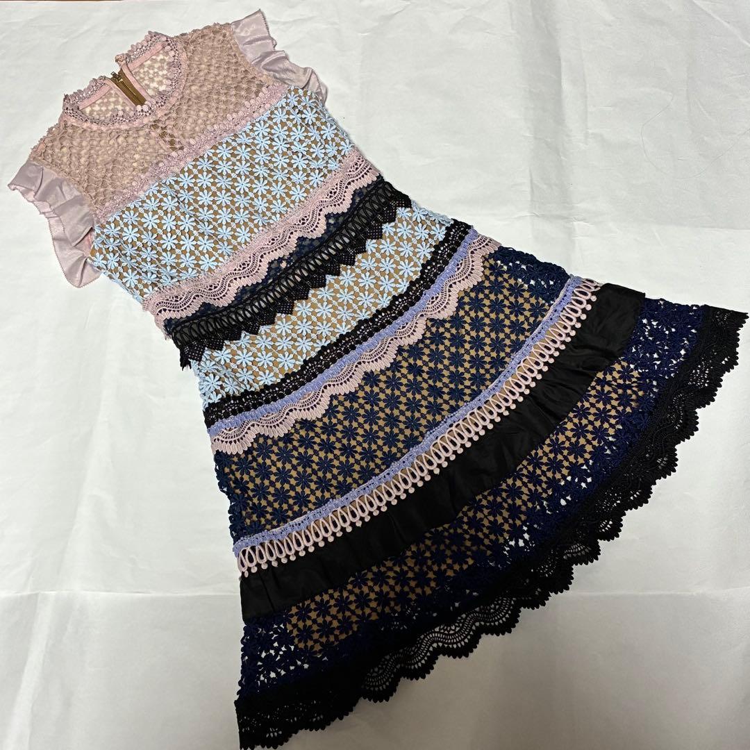 セルフポートレート　ワンピース　ノースリーブ　レース　フリル　パーティー