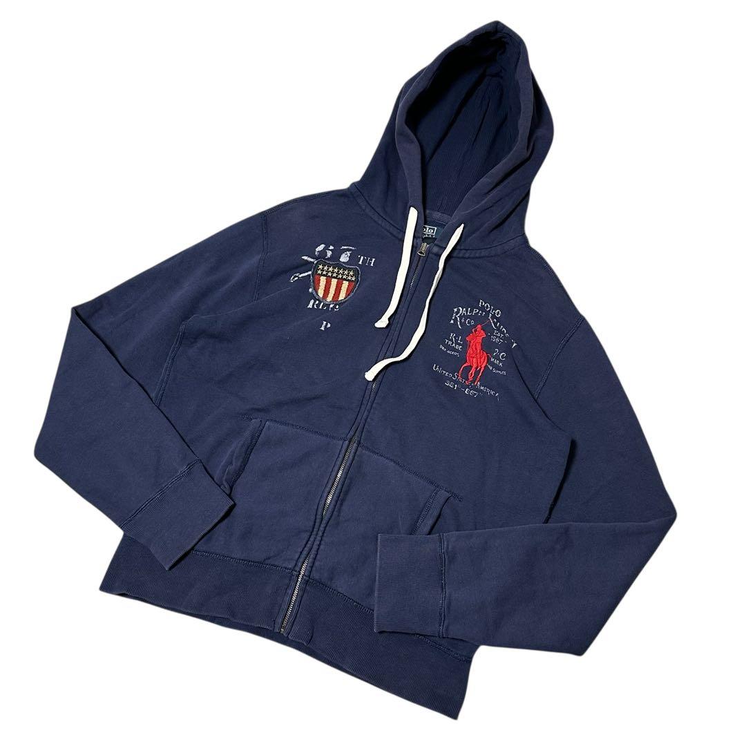 POLO RALPH LAUREN フルジップアップパーカー ネイビー フェード