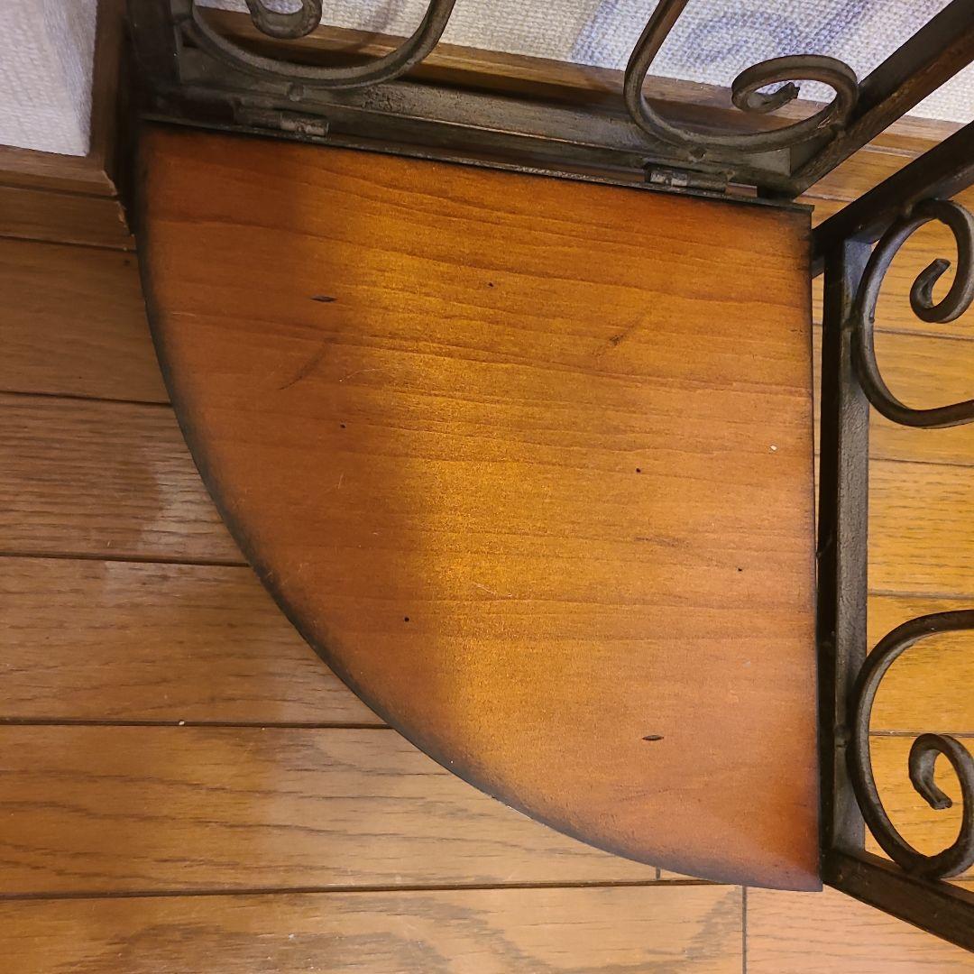 アンティーク調　折り畳み式　コーナーシェルフ