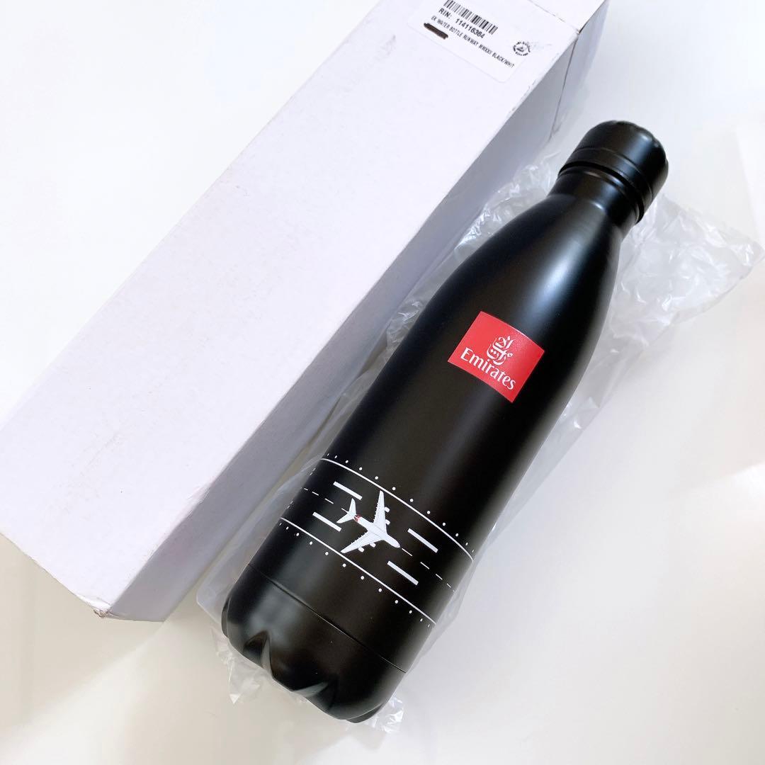 【新品】エミレーツ航空　オリジナルアイテム　滑走路柄のボトル　水筒　飛行機　黒