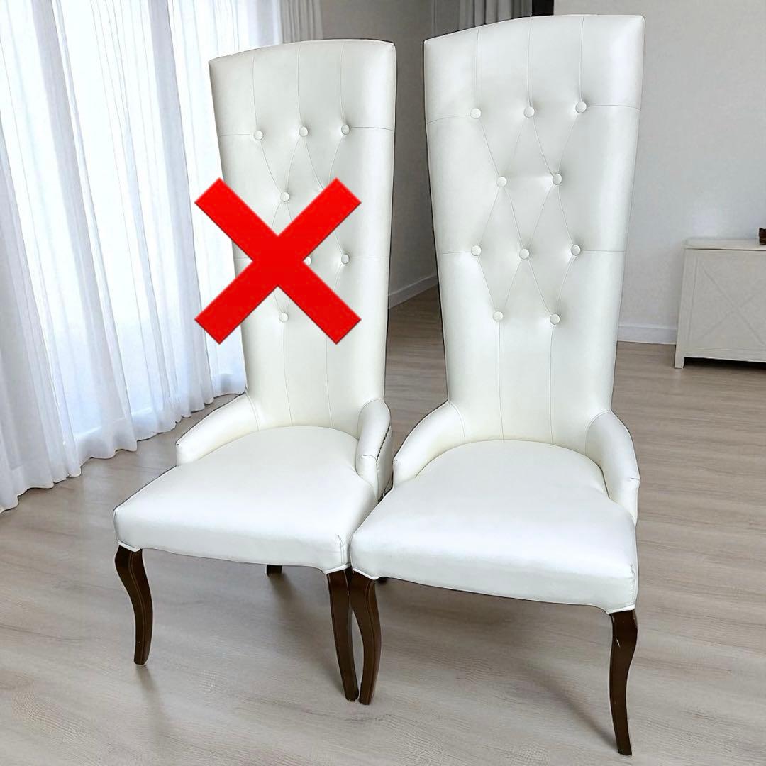 王様 ラウンジチェア 希少 ハイバックチェア アンティーク レザー 椅子 白 ②