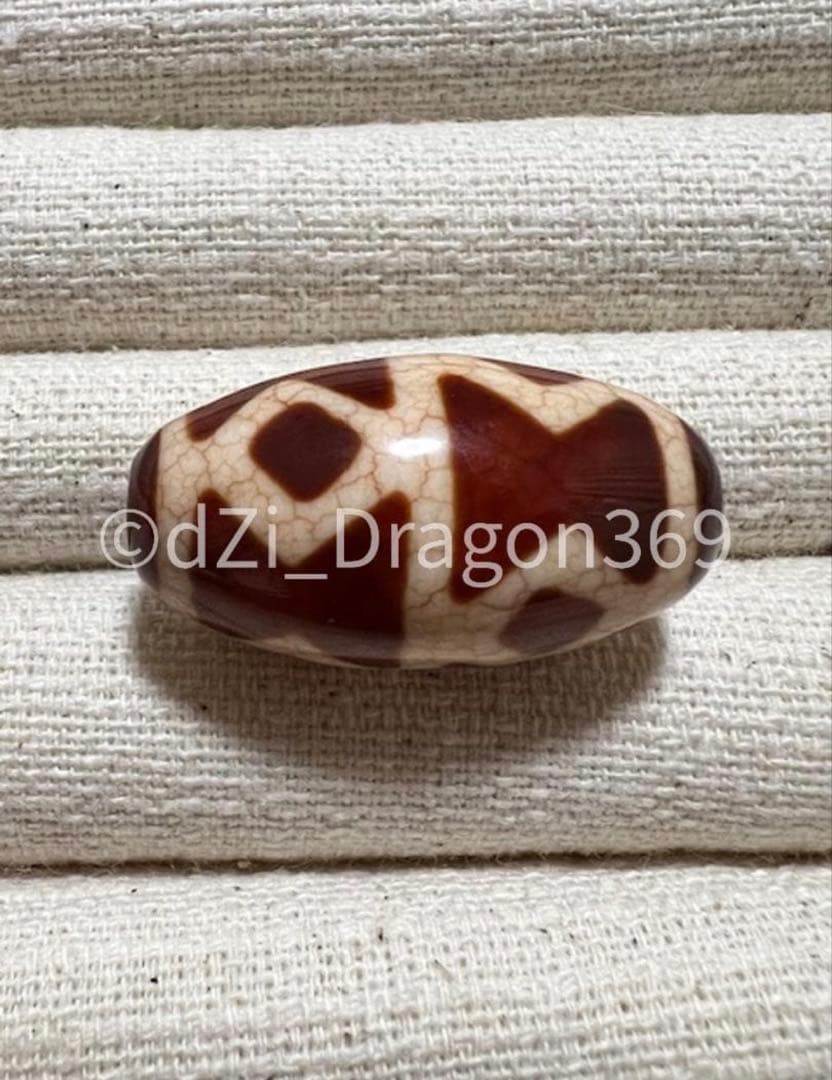 【高品質】dZi beads ジービーズ 上肯 玉髄 龍紋火供 金剛杵天珠