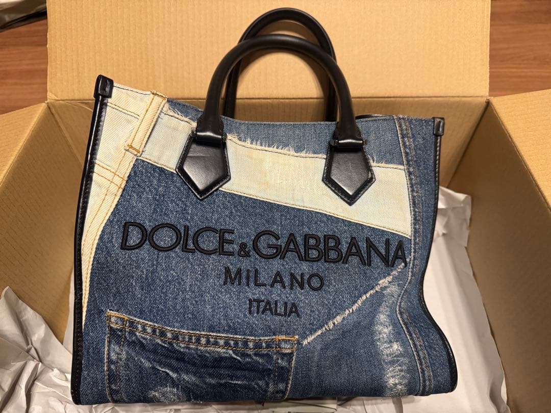 【】ドルチェ&ガッバーナ　デニムレザー ハンドバッグ