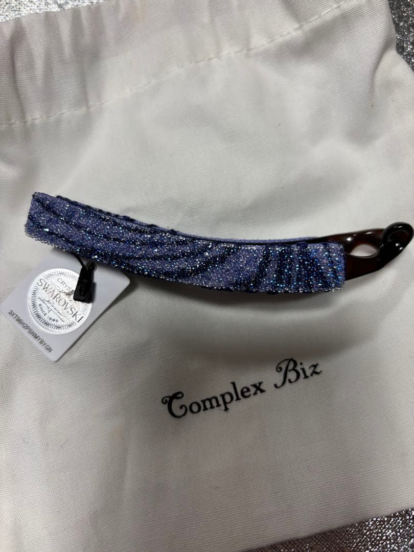 新品未使用コンプレックスビズSwarovski ラメ入りパープル系バナナクリップ